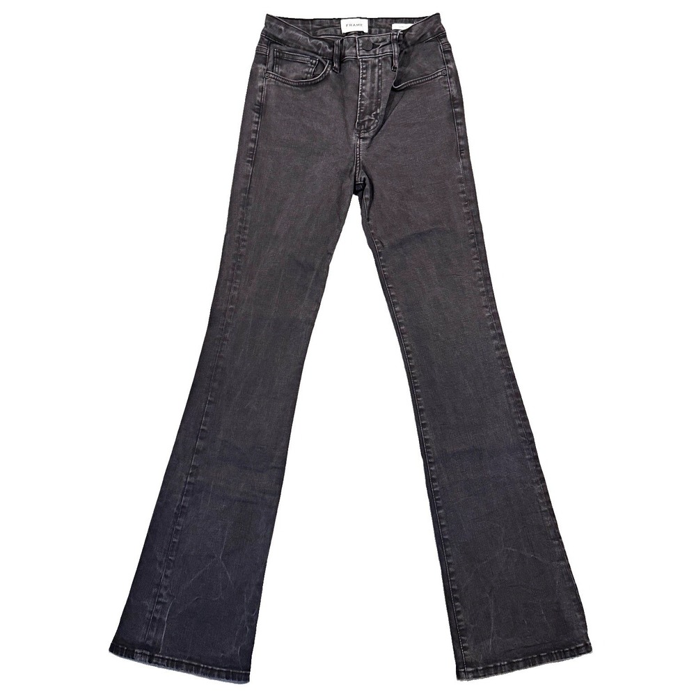 FRAME Le Mini Boot Jeans Womens Sz 28 Fits 25 Waist Faded Black Stretch Flare
